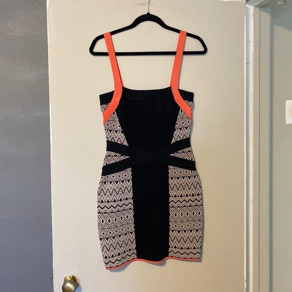 Bandage dress with orange shoulder straps by Guess by Marciano M